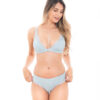 conjunto ropa interior azul con encajes