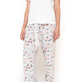pantalon pijama blanco con rosas