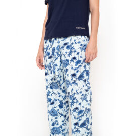 pantalon pijama con flores azules